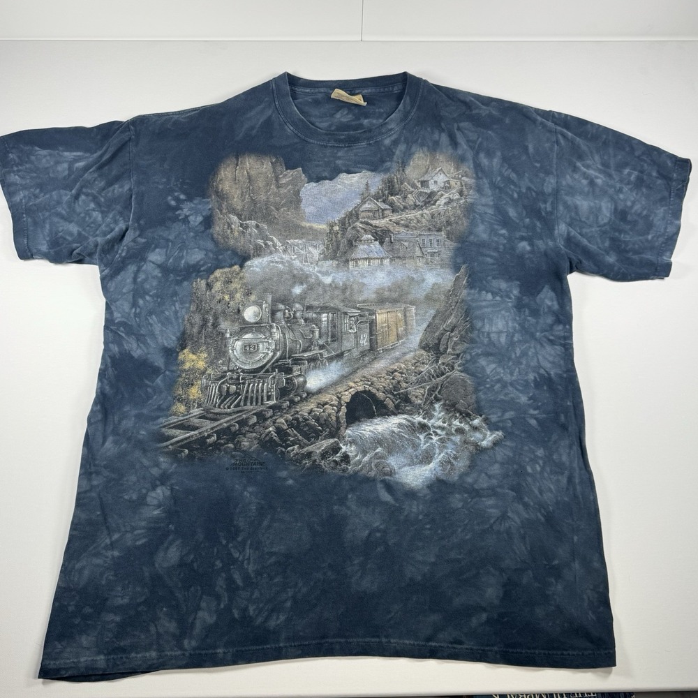 Vintage 1998 The Mountain Steam Train Railroad Tie Dye T Shirt XXL USA